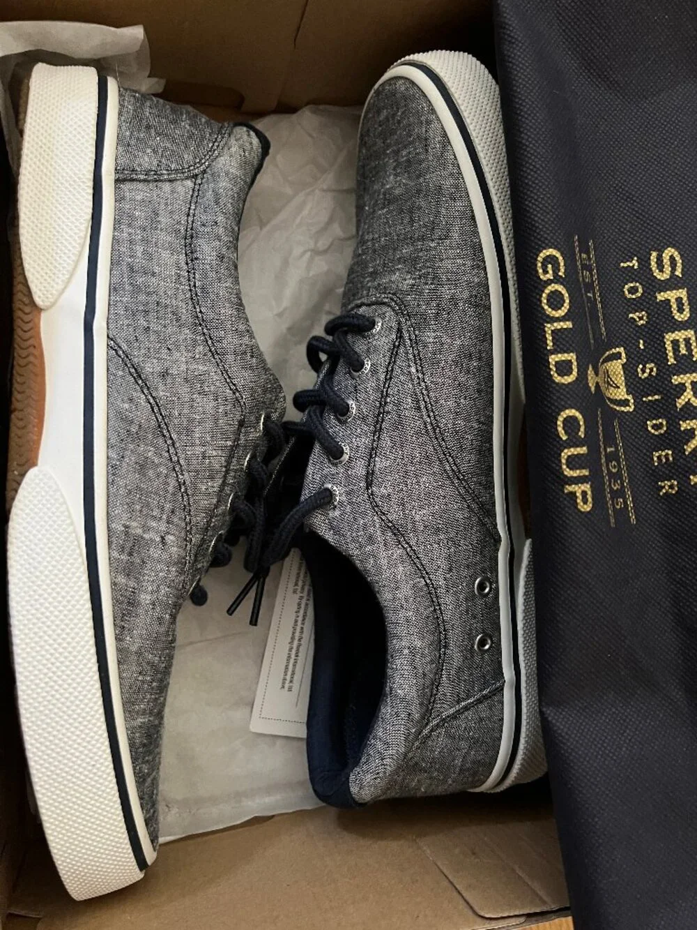 NIB Sperry men's canvas shoes size 10.5 navy